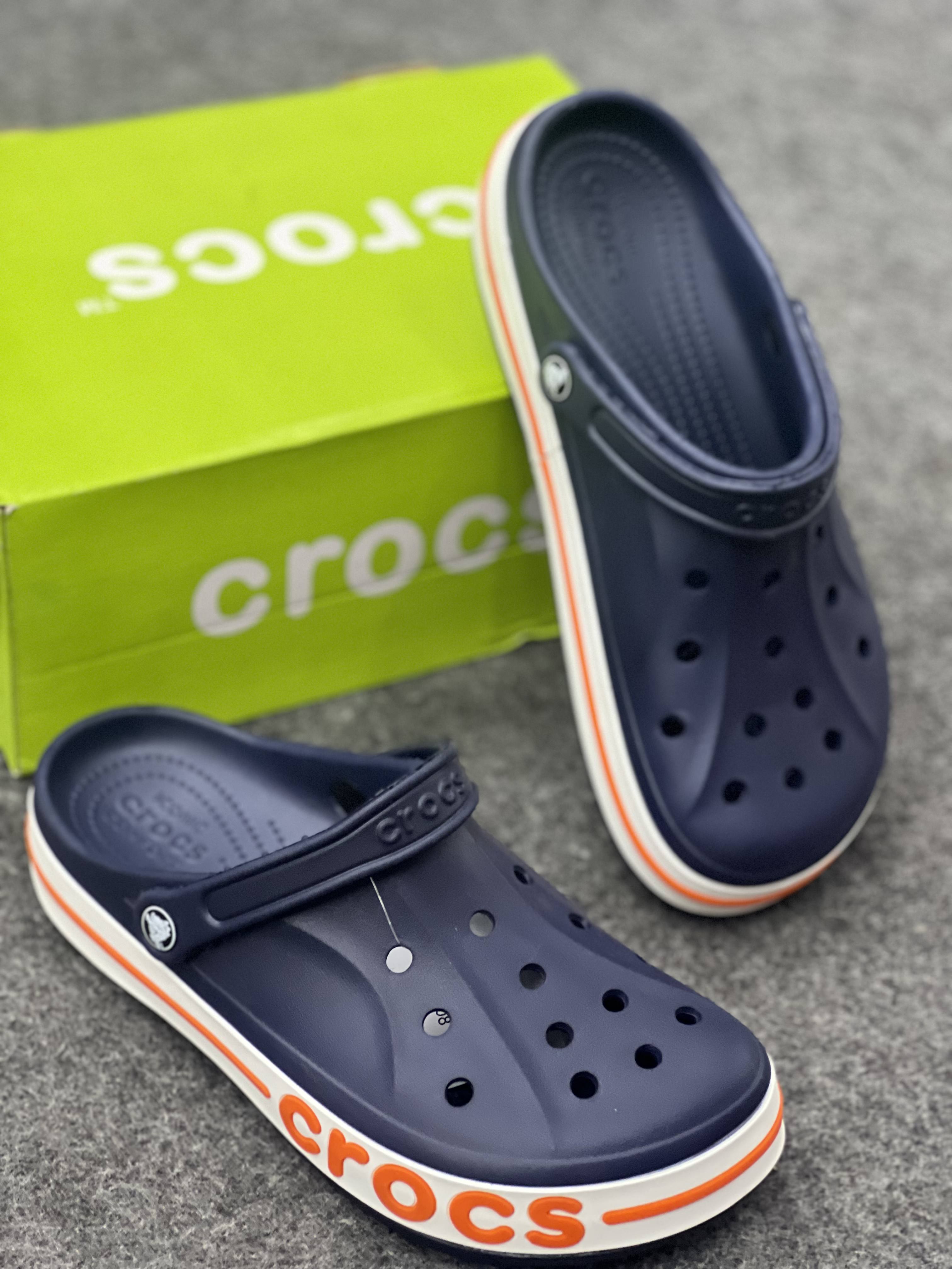 Crocs-Inspired Classic Comfort Clogs – Navy Blue & Orange