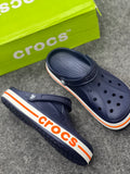 Crocs-Inspired Classic Comfort Clogs – Navy Blue & Orange