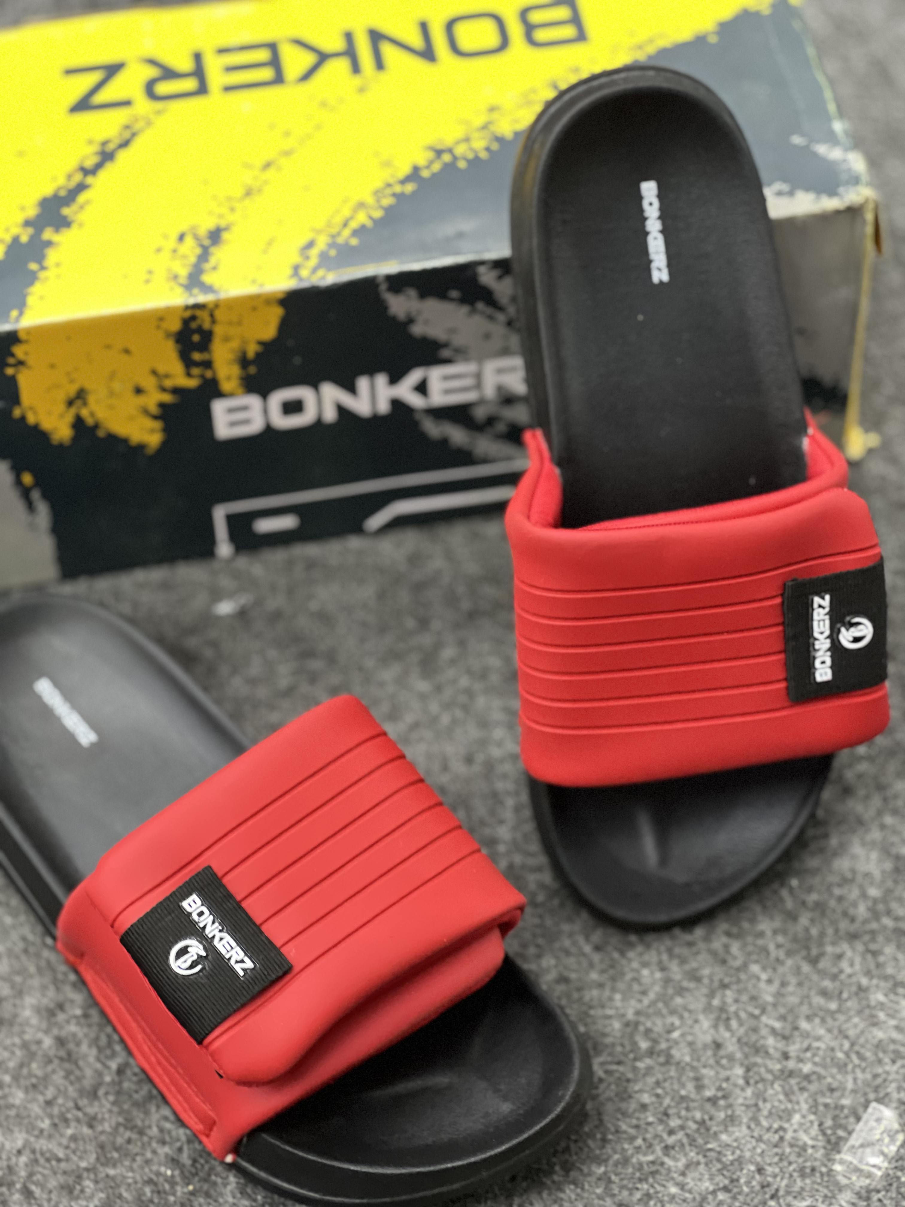 Bonkerz Premium Comfort Slides – Red & Black