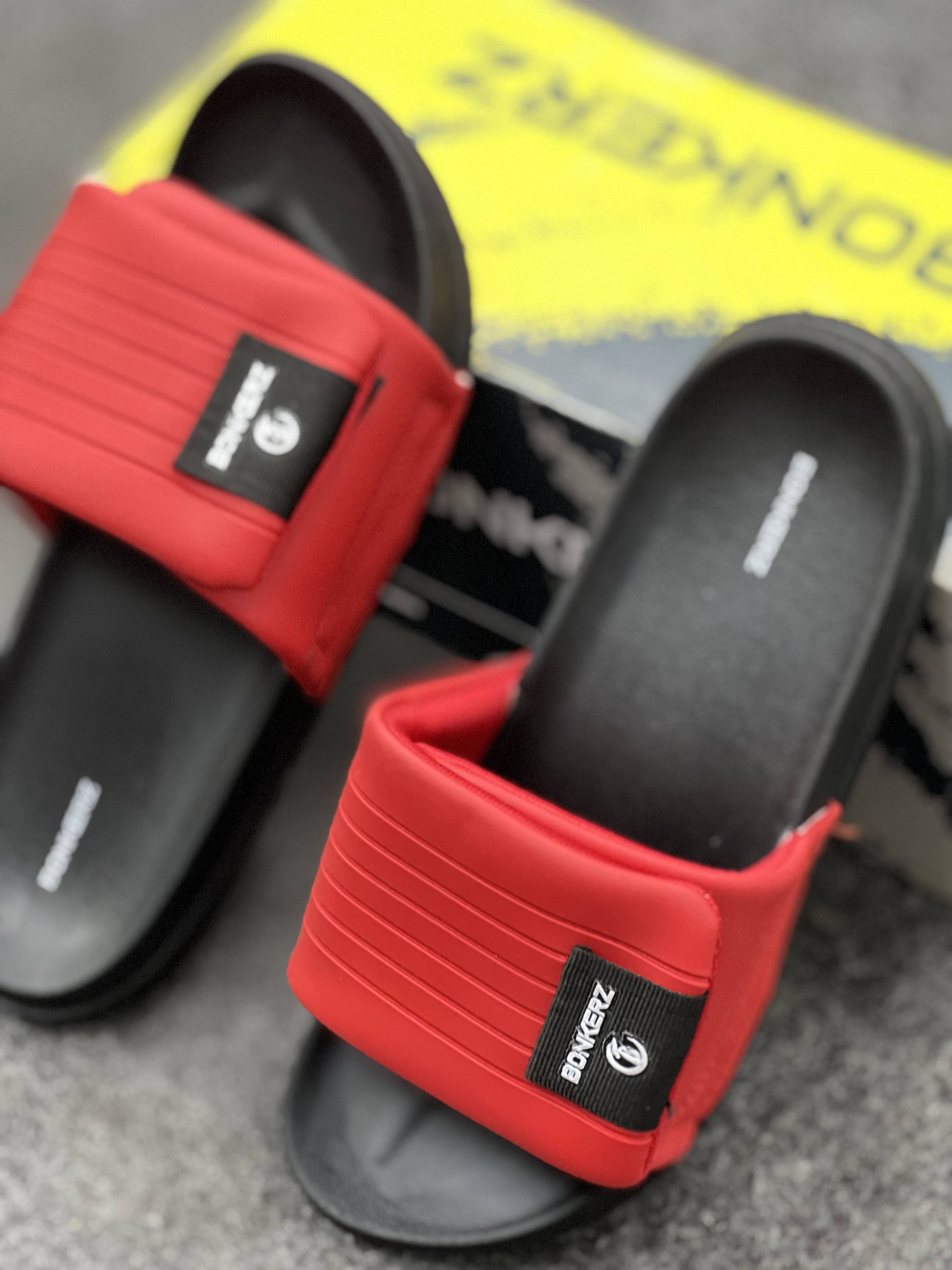 Bonkerz Premium Comfort Slides – Red & Black