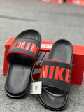 Nike-Inspired Comfort Slides – Red & White