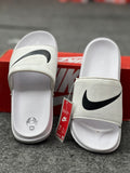 Nike-Inspired Comfort Slides – Red & White