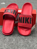 Nike-Inspired Comfort Slides – Red & White