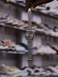 Vintage-Inspired Stainless Steel Square Analog Watch