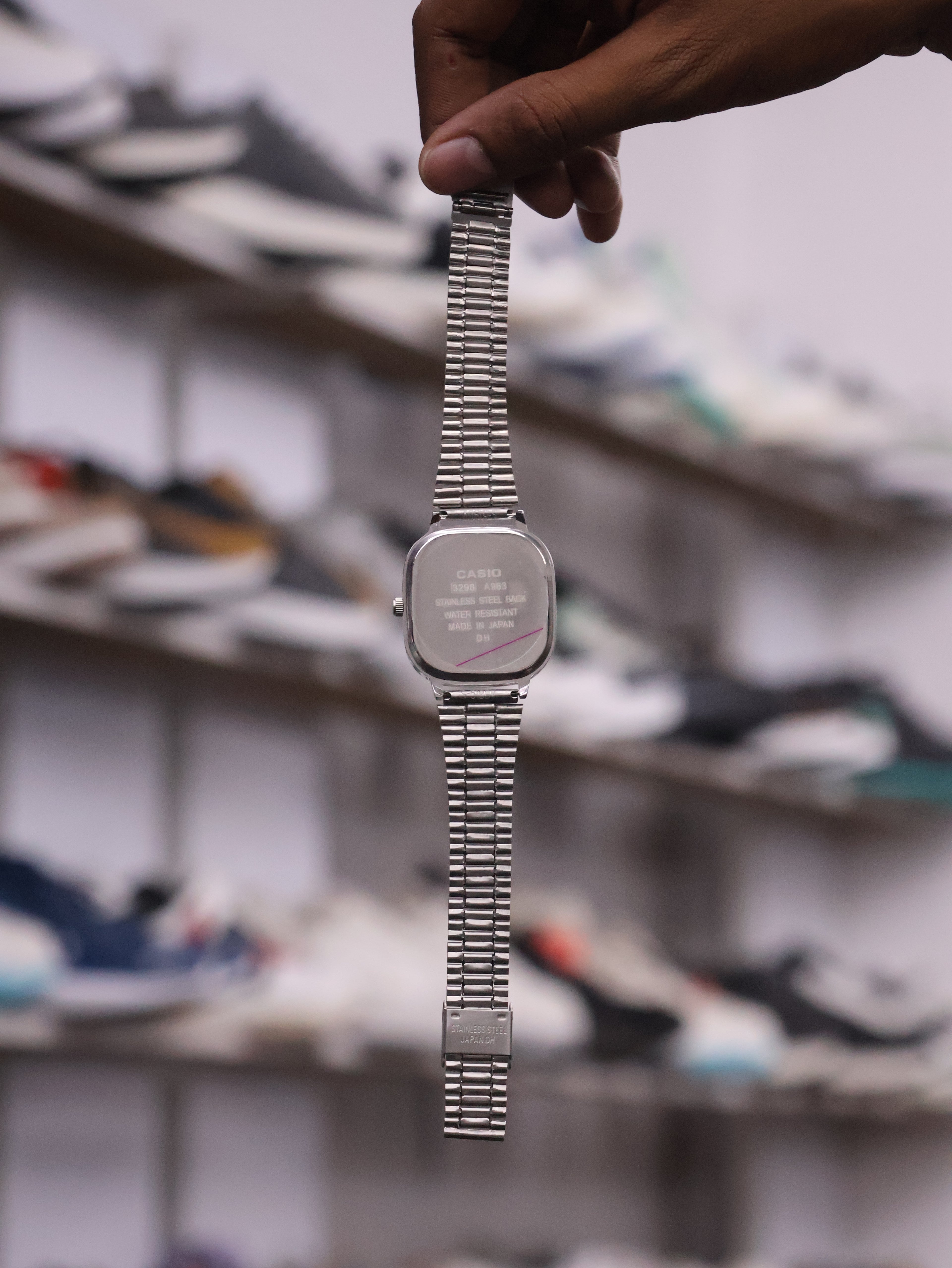 Vintage-Inspired Stainless Steel Square Analog Watch