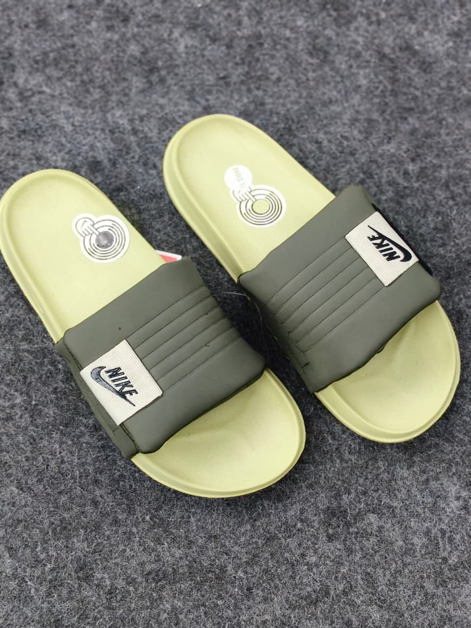 Nike Utility Fanny Pack Slides in Earthy Olive & Lime