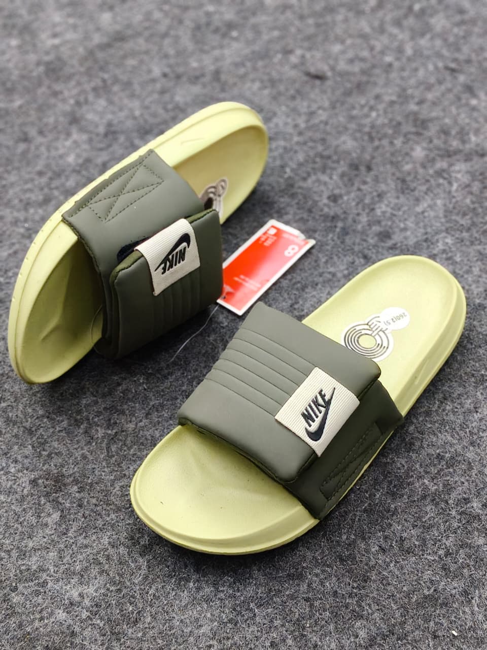 Nike Utility Fanny Pack Slides in Earthy Olive & Lime