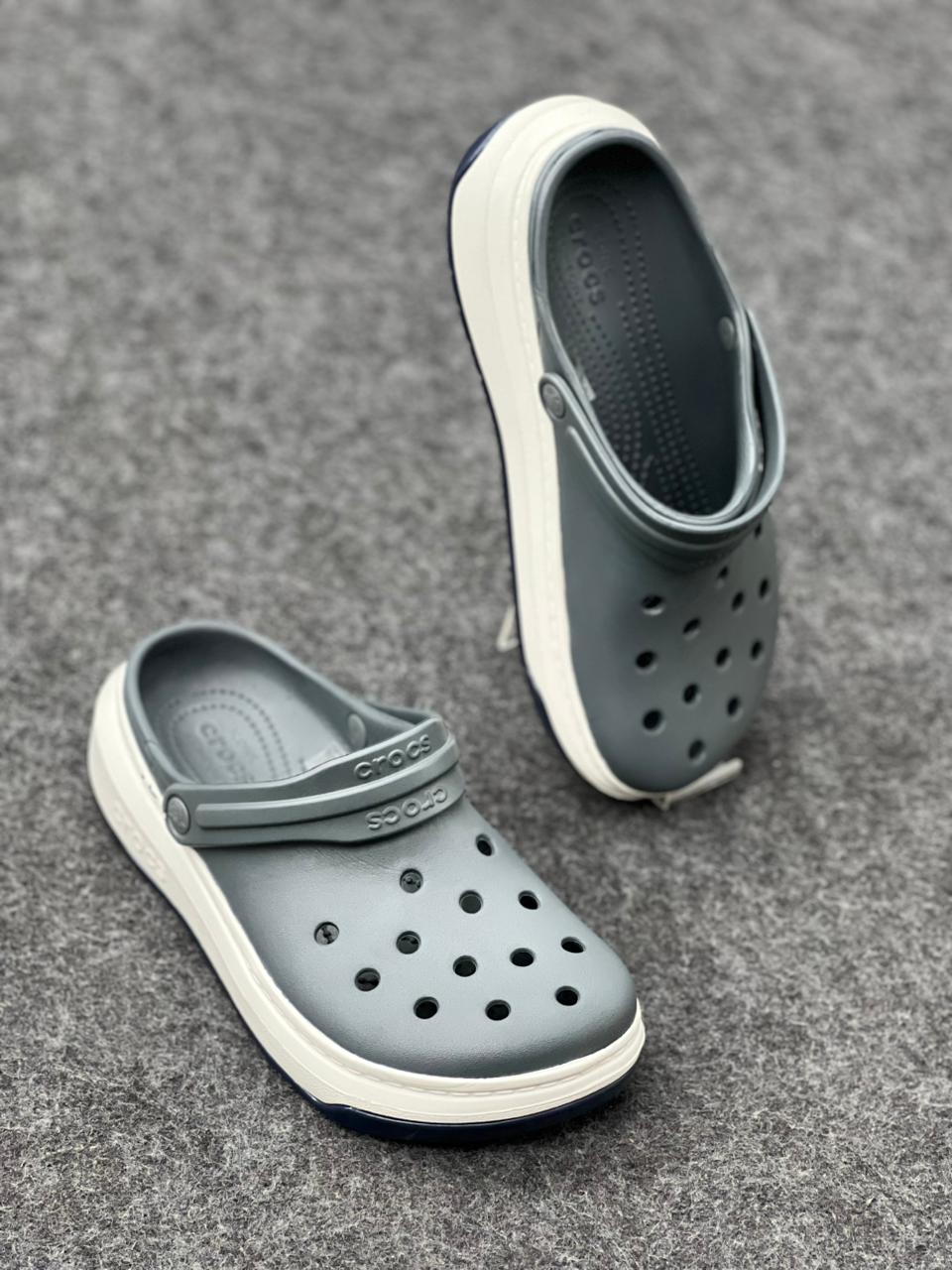 Crocs Classic Clog Grey & Navy Sport Sole Comfort Clogs
