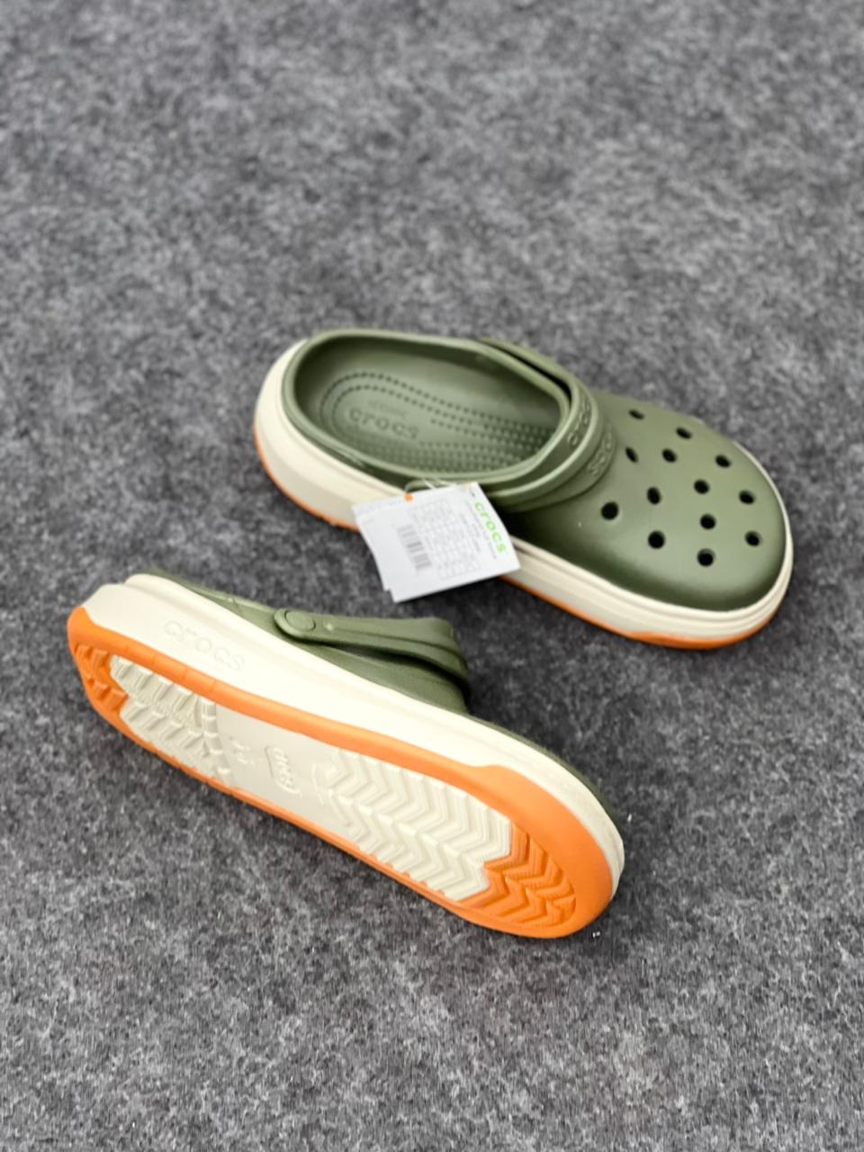 Crocs Classic Clog Olive Green Contrast Sole Casual Clogs
