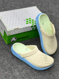 Fresh Cream & Blue Comfort Clogs by Crocs