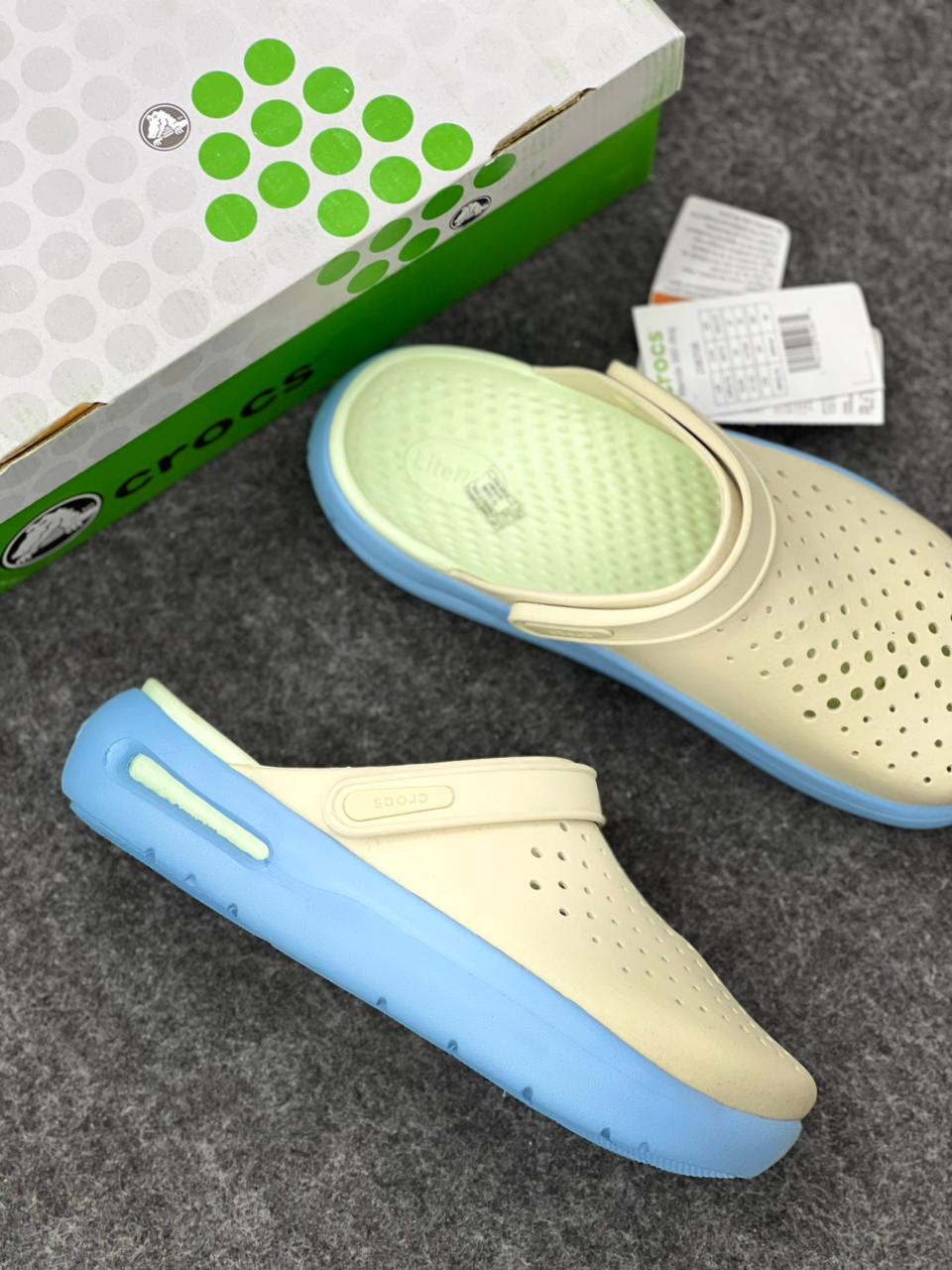 Fresh Cream & Blue Comfort Clogs by Crocs
