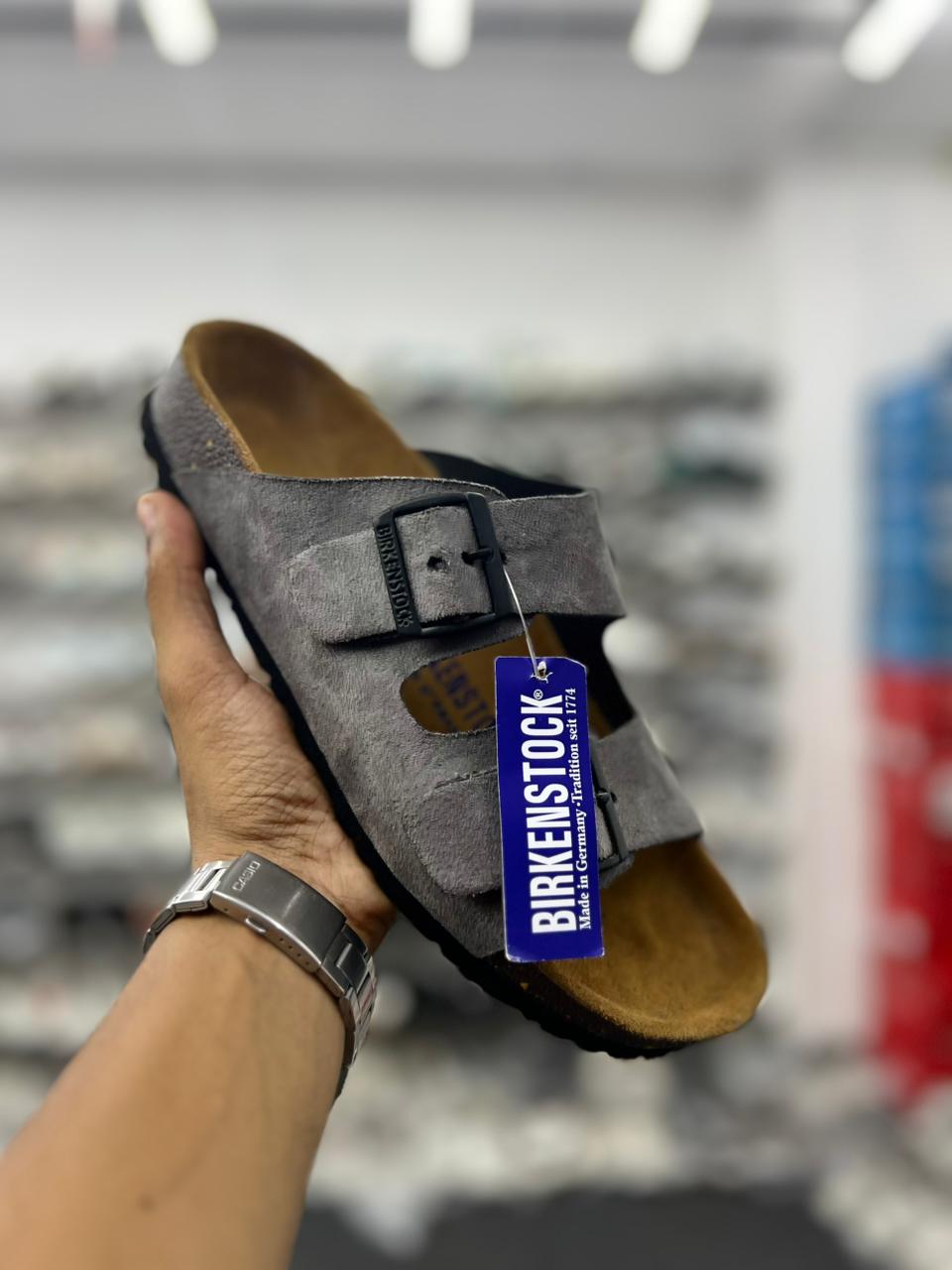 Birkenstock Arizona Suede Leather – Stone Grey