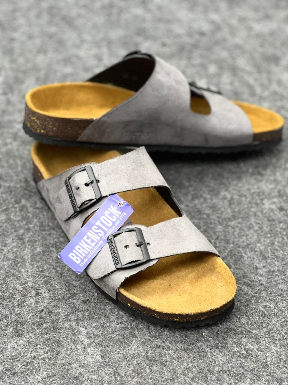 Birkenstock Arizona Suede Leather – Stone Grey