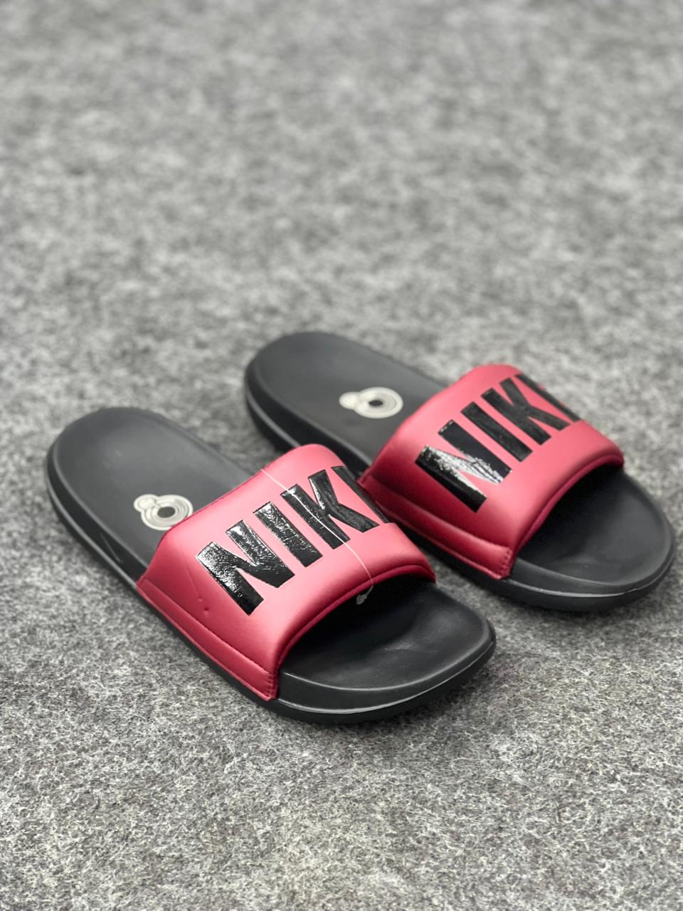 Bold Red & Black Nike Slide Sandals