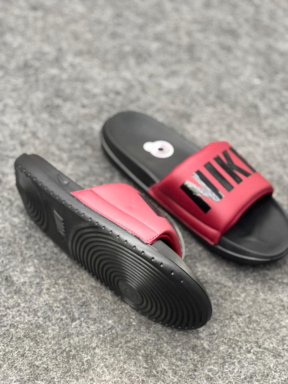 Bold Red & Black Nike Slide Sandals