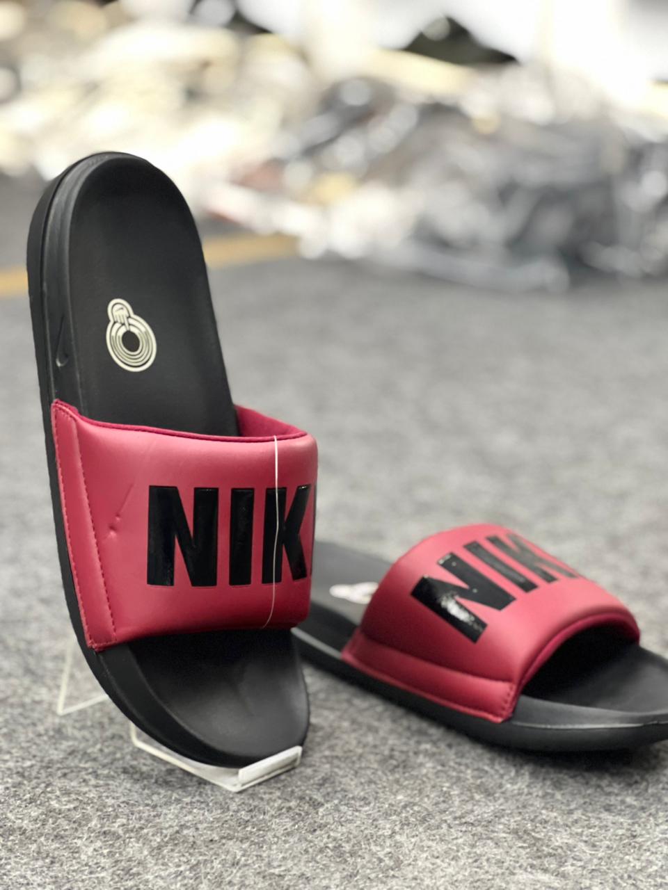Bold Red & Black Nike Slide Sandals