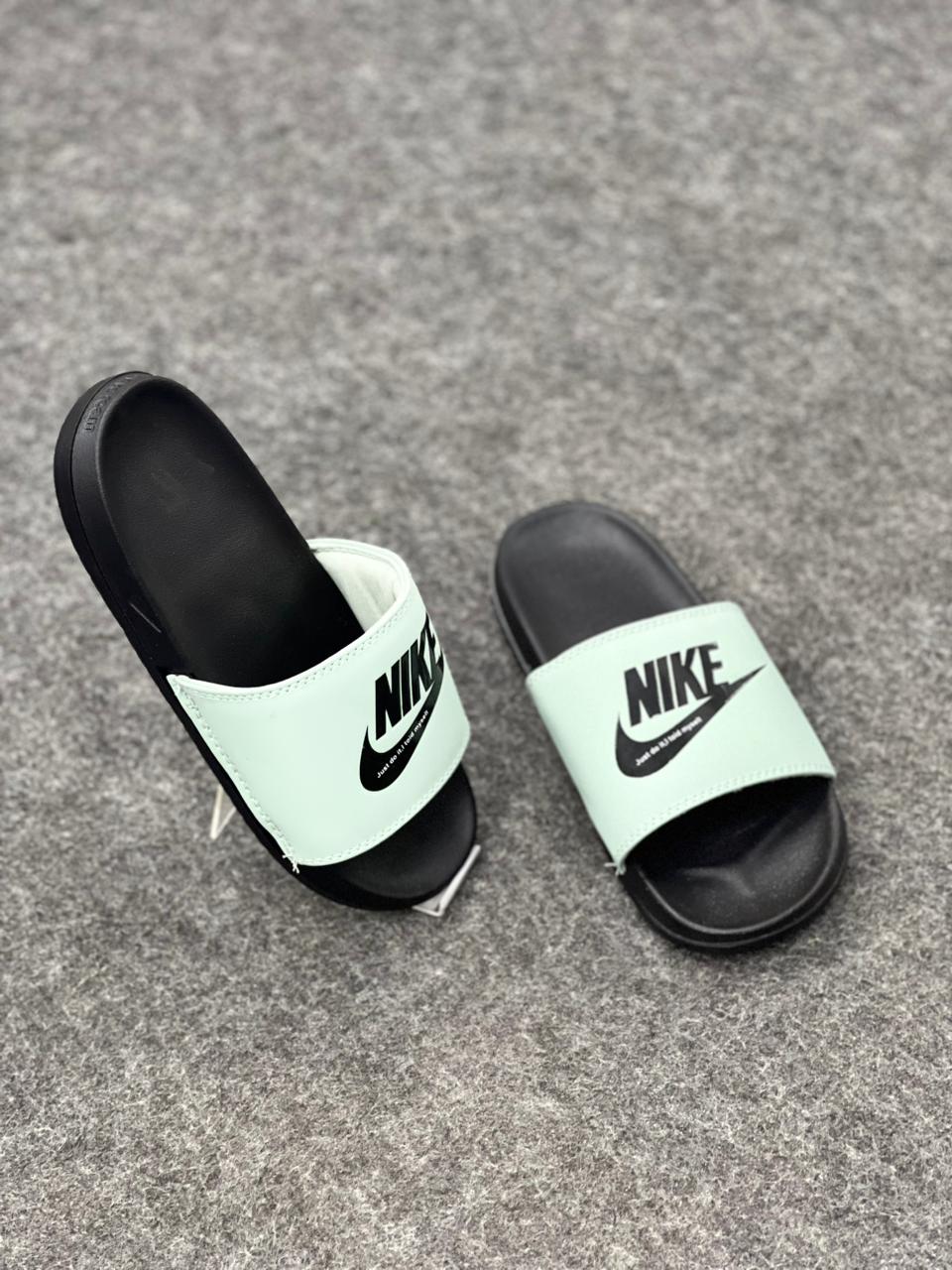 Mint Green & Black Nike Slide Sandals