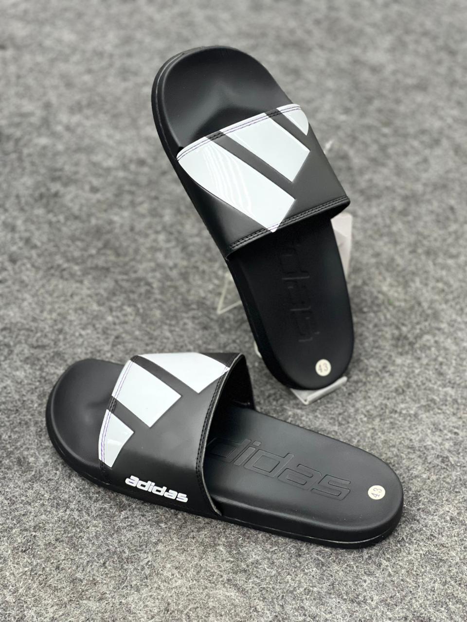 Classic Black & White Sport Slides