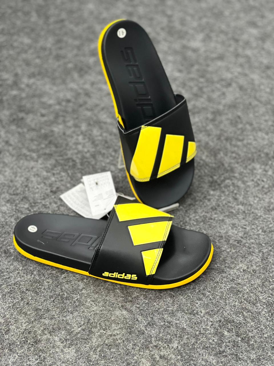 Sporty Black & Yellow Slides