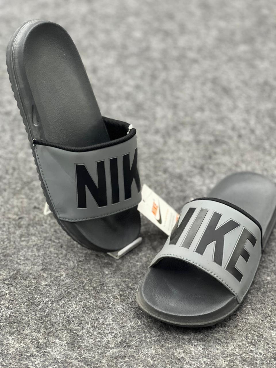 Nike Grey Comfort Slides for Men & Women | Soft Casual Slip-On Slippers