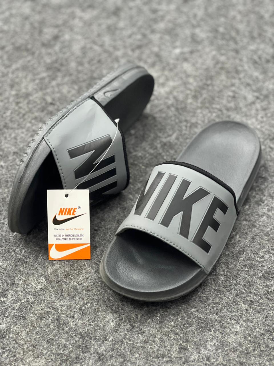 Nike Grey Comfort Slides for Men & Women | Soft Casual Slip-On Slippers