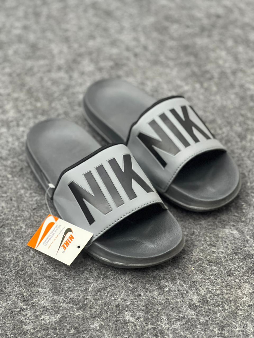 Nike Grey Comfort Slides for Men & Women | Soft Casual Slip-On Slippers
