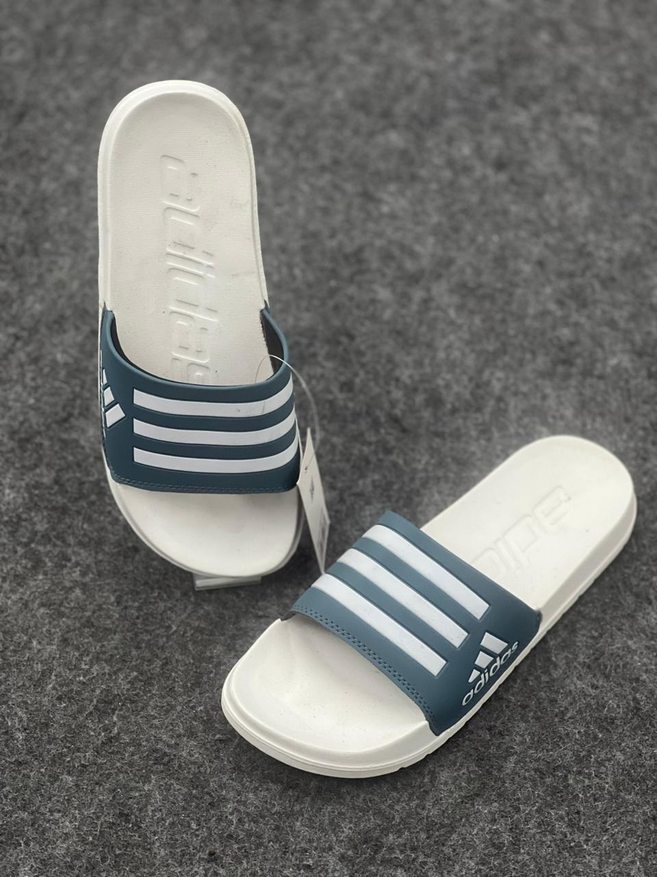 Adidas Blue & White Comfort Slides