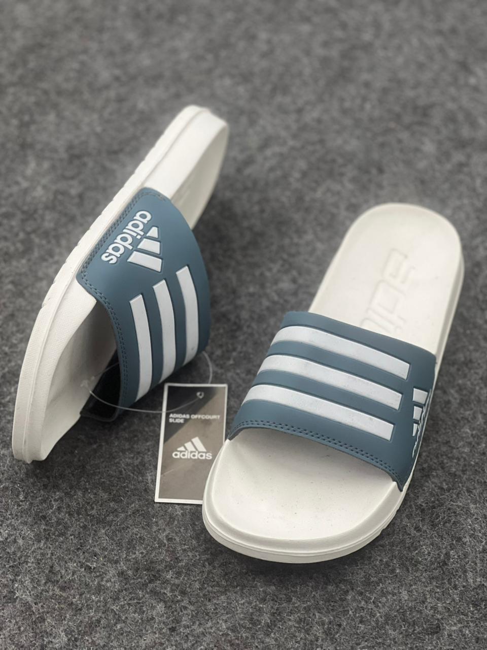 Adidas Blue & White Comfort Slides