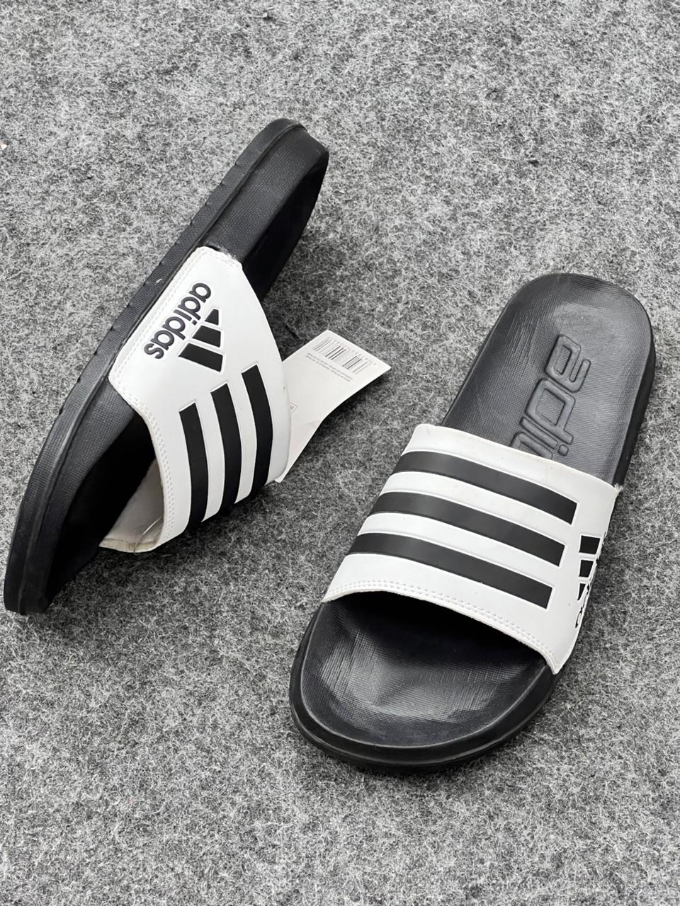 Adidas Black & White Classic Comfort Slides