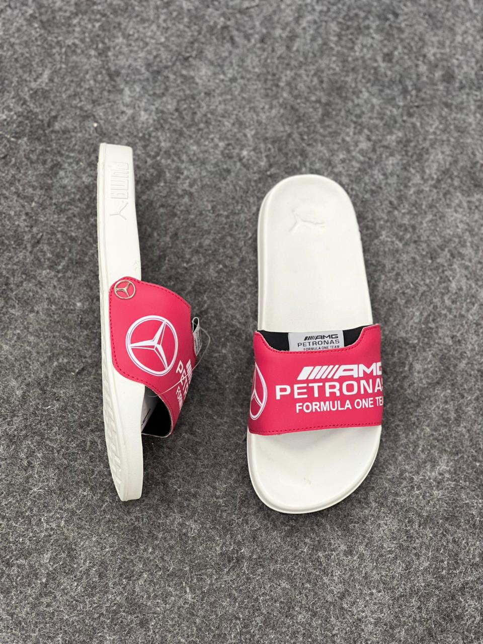 STYLISH RED & WHITE CASUAL SLIDE SANDALS