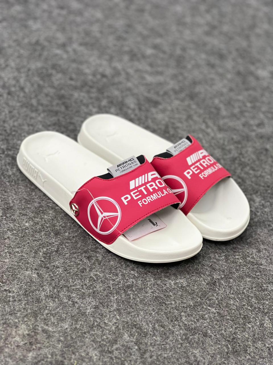 STYLISH RED & WHITE CASUAL SLIDE SANDALS