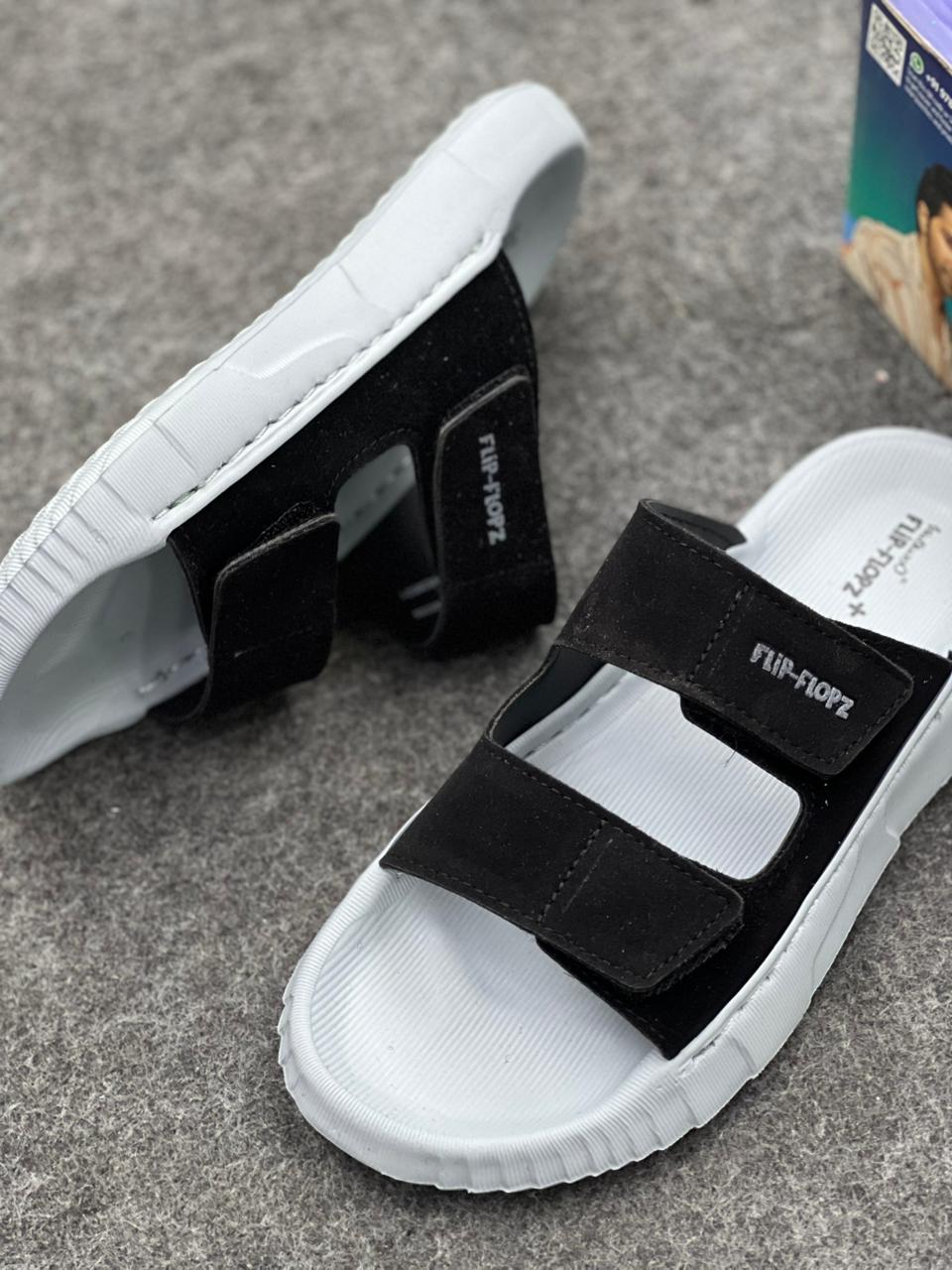 Walkaroo Flip-Flopz+ Men's Dual-Strap Comfort Slides – LIGHTGREY/Black