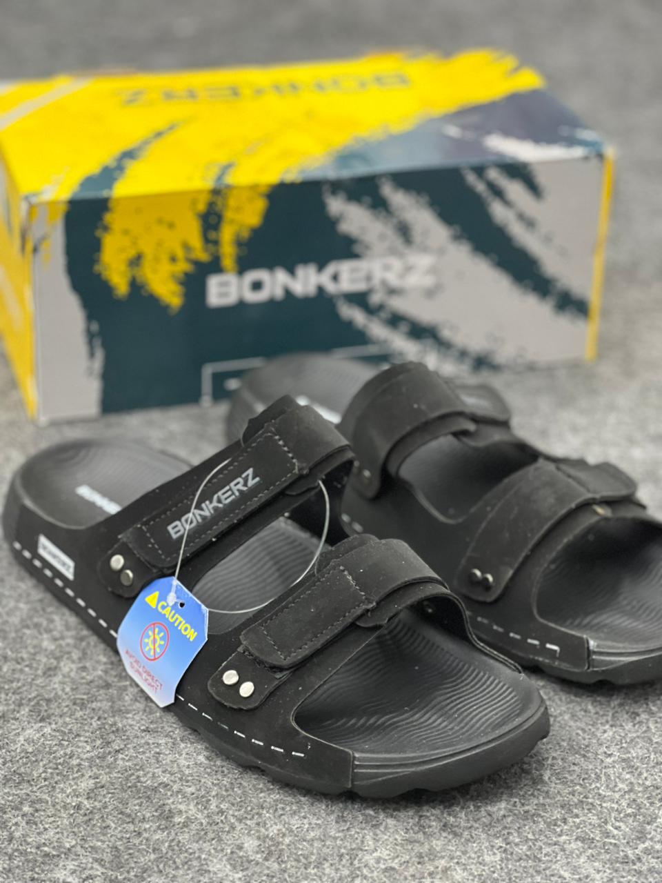 Bonkerz Dual-Strap Utility Slides – Matte Black