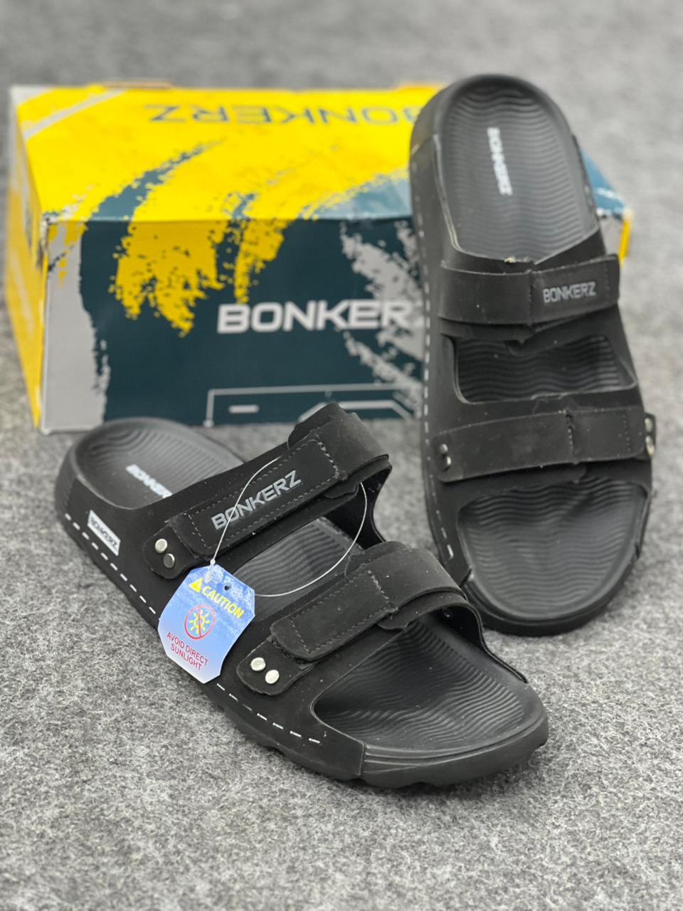 Bonkerz Dual-Strap Utility Slides – Matte Black