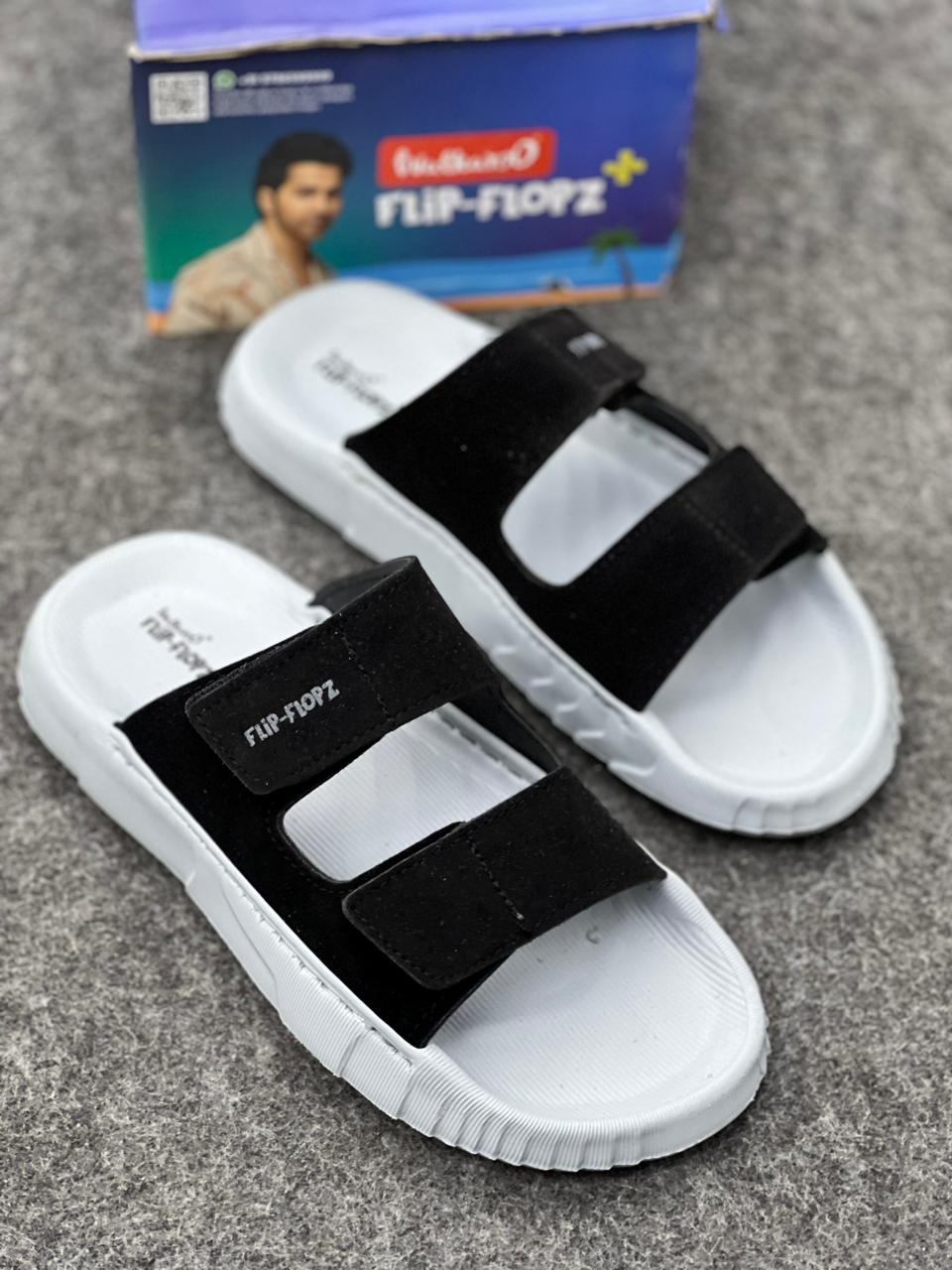 Walkaroo Flip-Flopz+ Men's Dual-Strap Comfort Slides – LIGHTGREY/Black