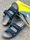 BONKERZ Men’s Dual-Strap Comfort Slides – Navy Blue & Grey