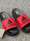 Adidas Red & Black Comfort Slides – Bold Edition