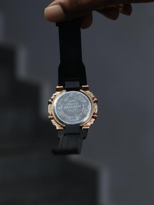 Rose Gold Digital Sports Watch with Black Strap