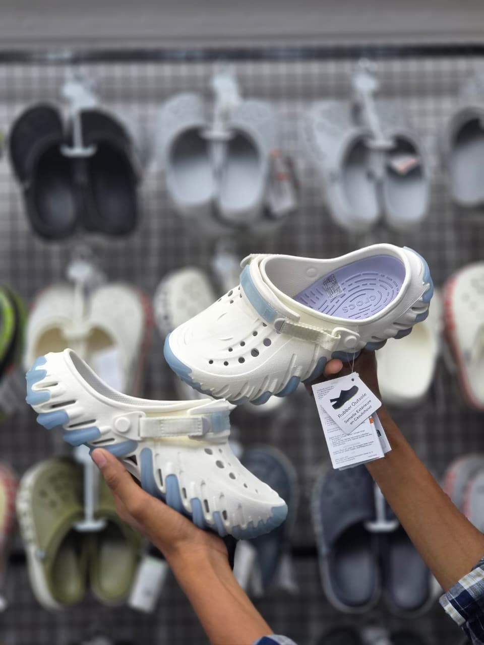TrailGrip Clogs – White & Sky Blue