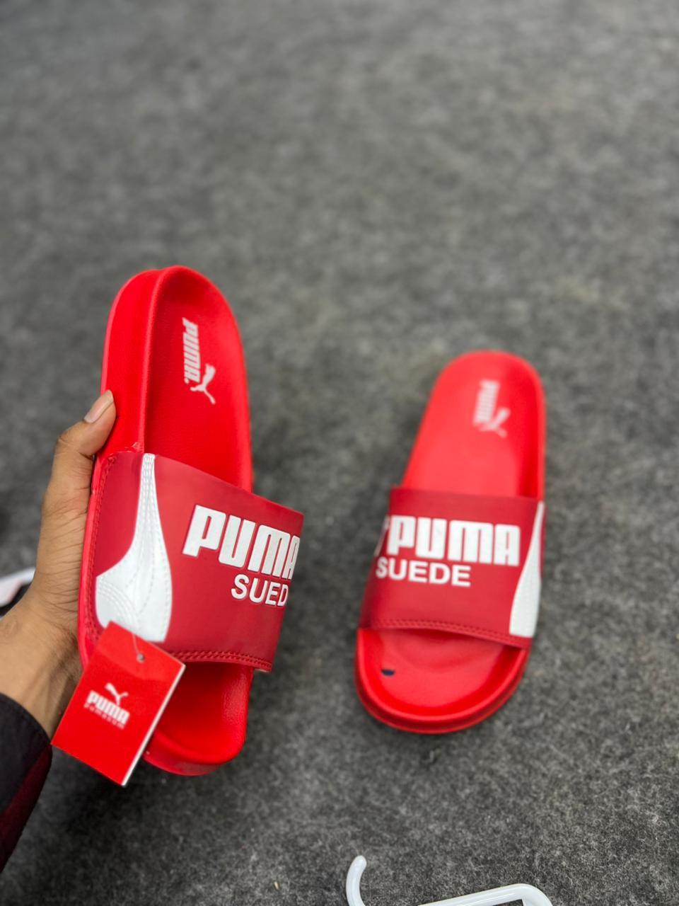 Red Logo Slide Sandals