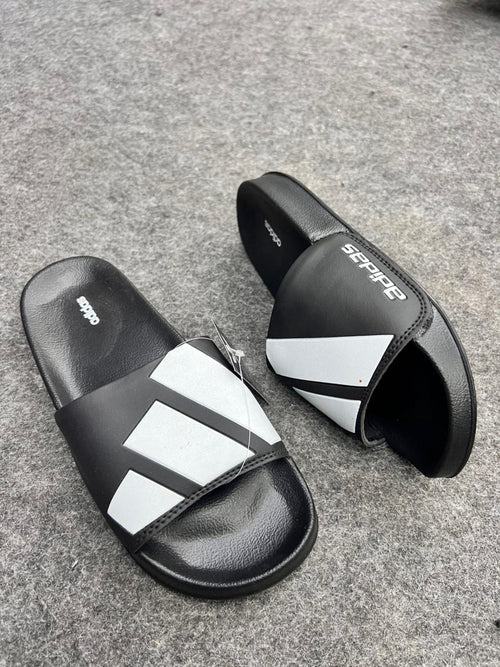 Black Stripe Slide Sandals