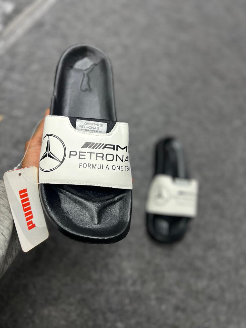 AMG Petronas Formula One Team White & Black Comfort Slides