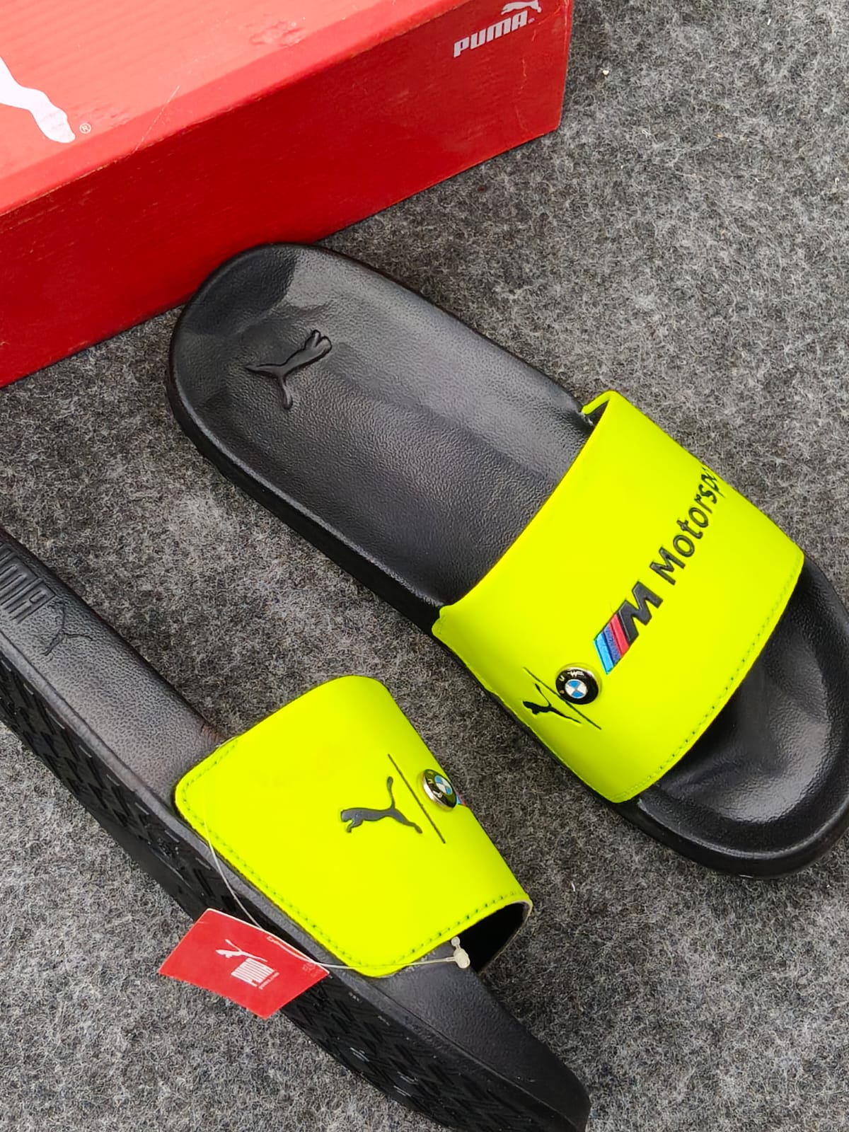 Puma Motorsport-Inspired Neon Yellow & Black Comfort Slides