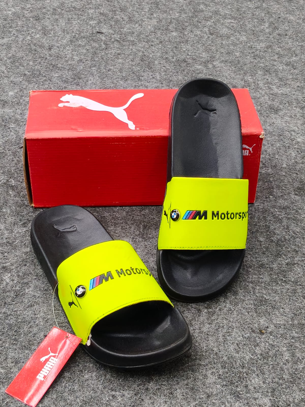 Puma Motorsport-Inspired Neon Yellow & Black Comfort Slides