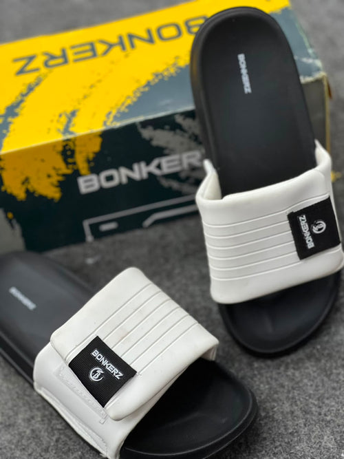 Bonkerz Premium Comfort Slides – White & Black