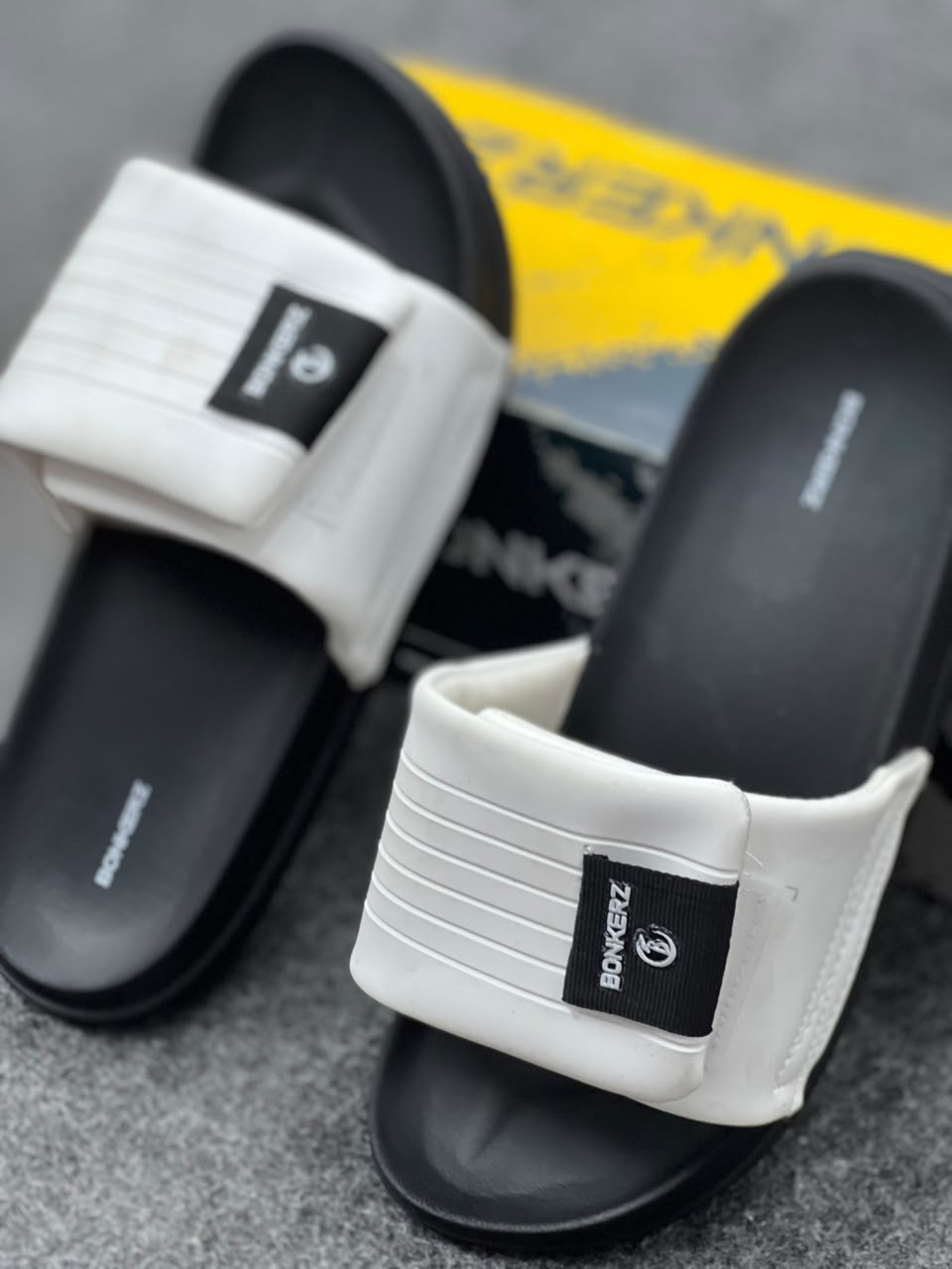 Bonkerz Premium Comfort Slides – White & Black