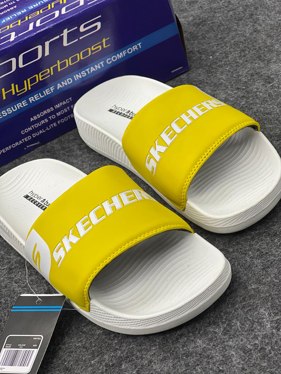 Skechers Hyper Burst Recovery Slides – Yellow & White