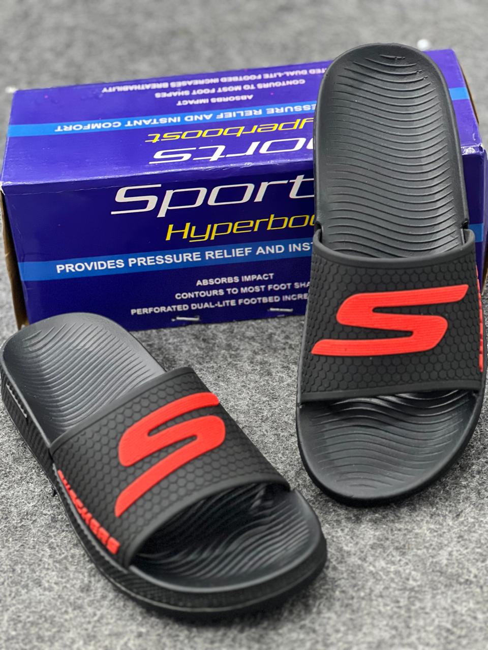 Skechers Hyperboost Recovery Slides – Black / Red