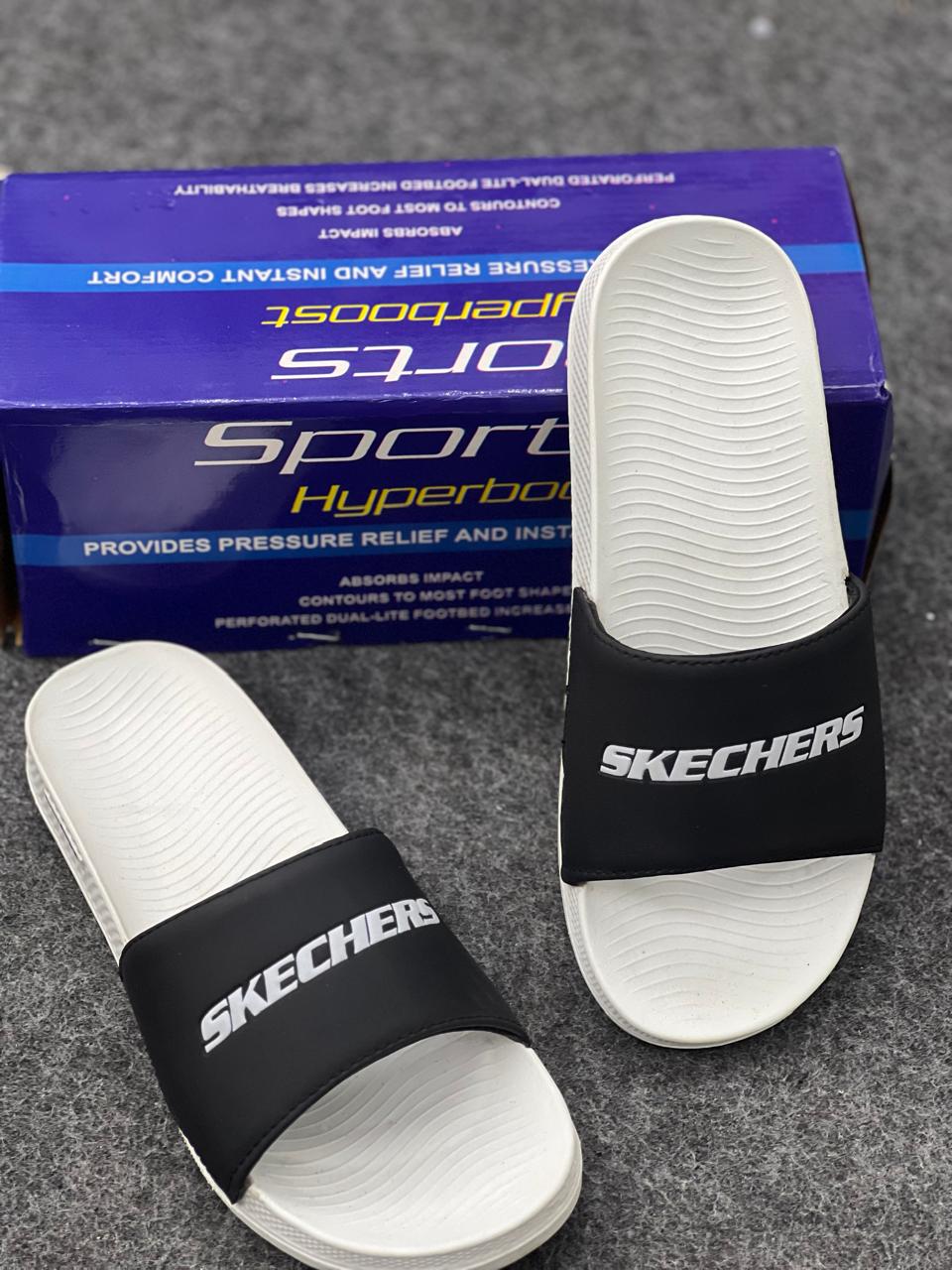 Skechers Hyper Burst Recovery Slides – Black / White