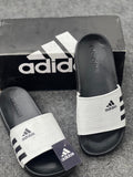 Adidas Perforated Comfort Slides – White / Black